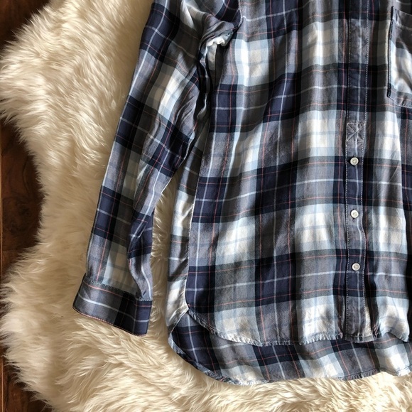 Treasure & Bond Classic Plaid Shirt Blue Small - Picture 6 of 11